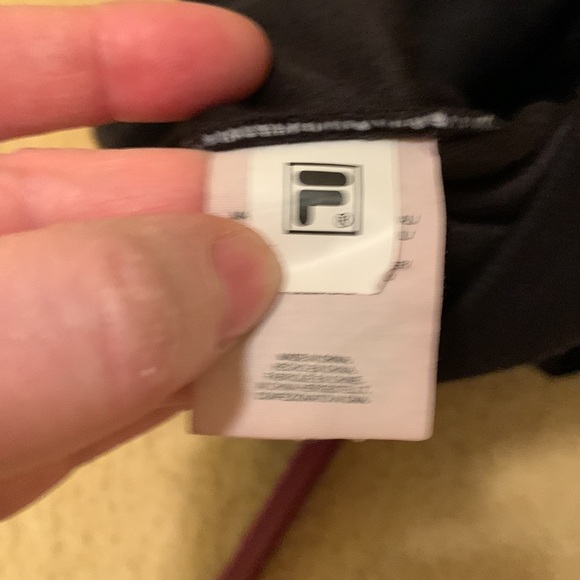 Fila Black Velour Joggers with red logo and white contrast trim NWOT - Picture 10 of 12